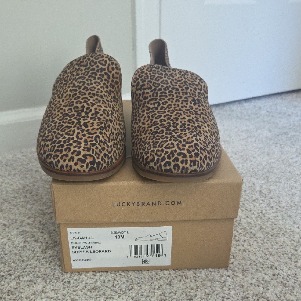 Lucky Brand Sophia Leopard Slip-On Shoes in Brown and Black
